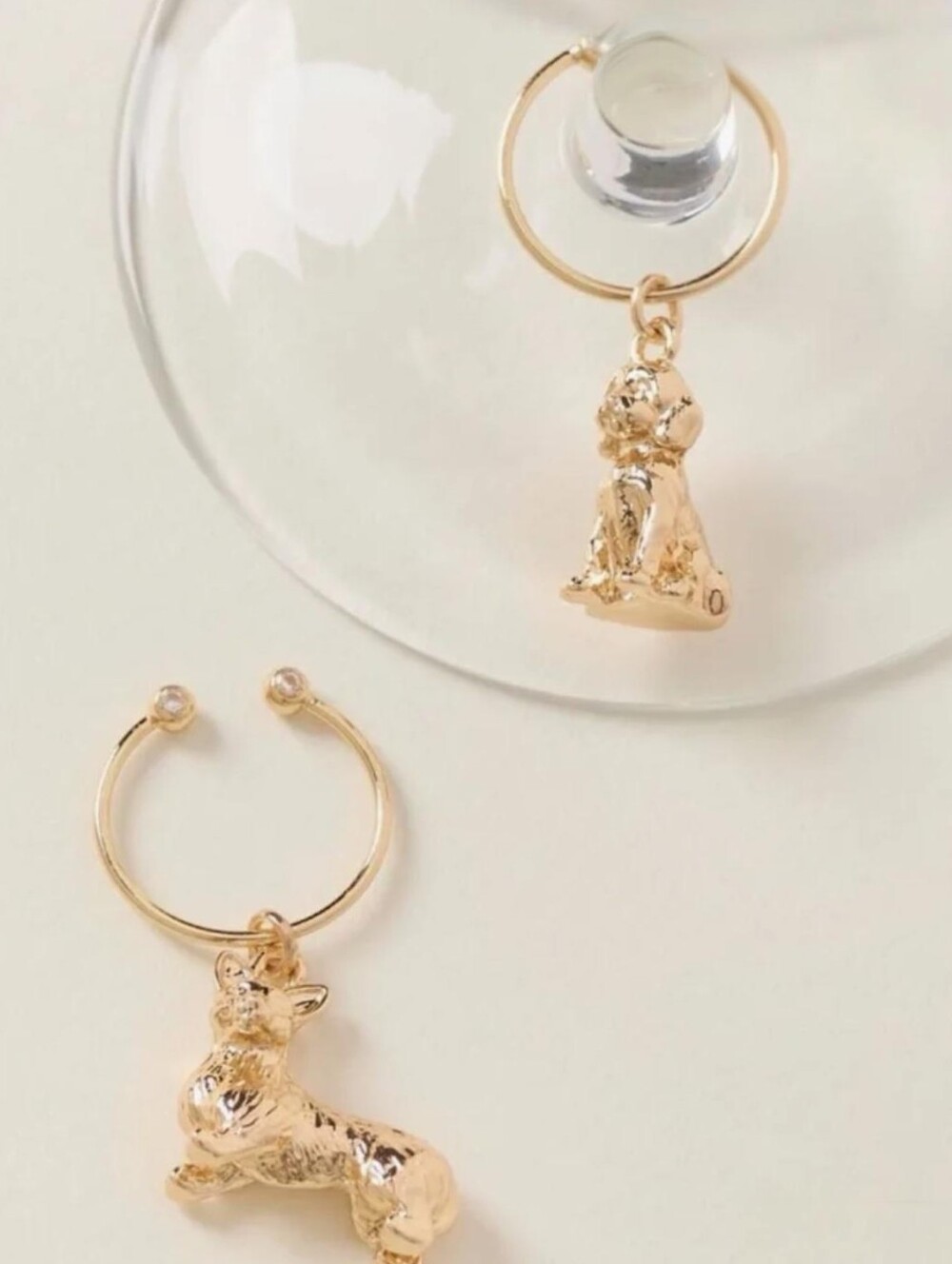 Anthropologie NWT 2-Pc Set Hair Of The Dog Cocktail Stemware Charms In Gold